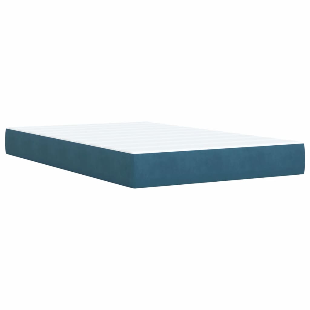 vidaXL Cama boxspring com colchão 120x200 cm veludo azul-escuro