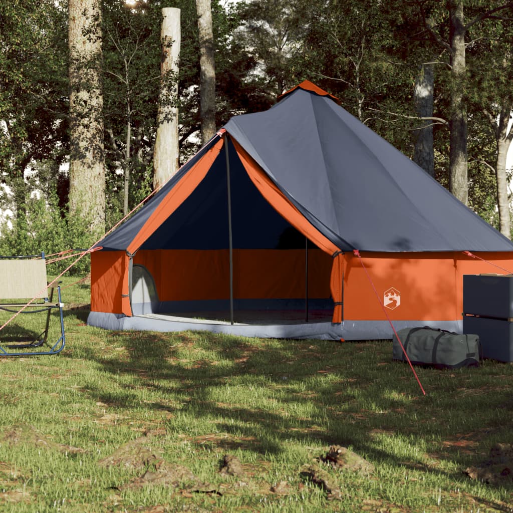 vidaXL Tenda familiar tipi para 6 pessoas impermeável cinza/laranja