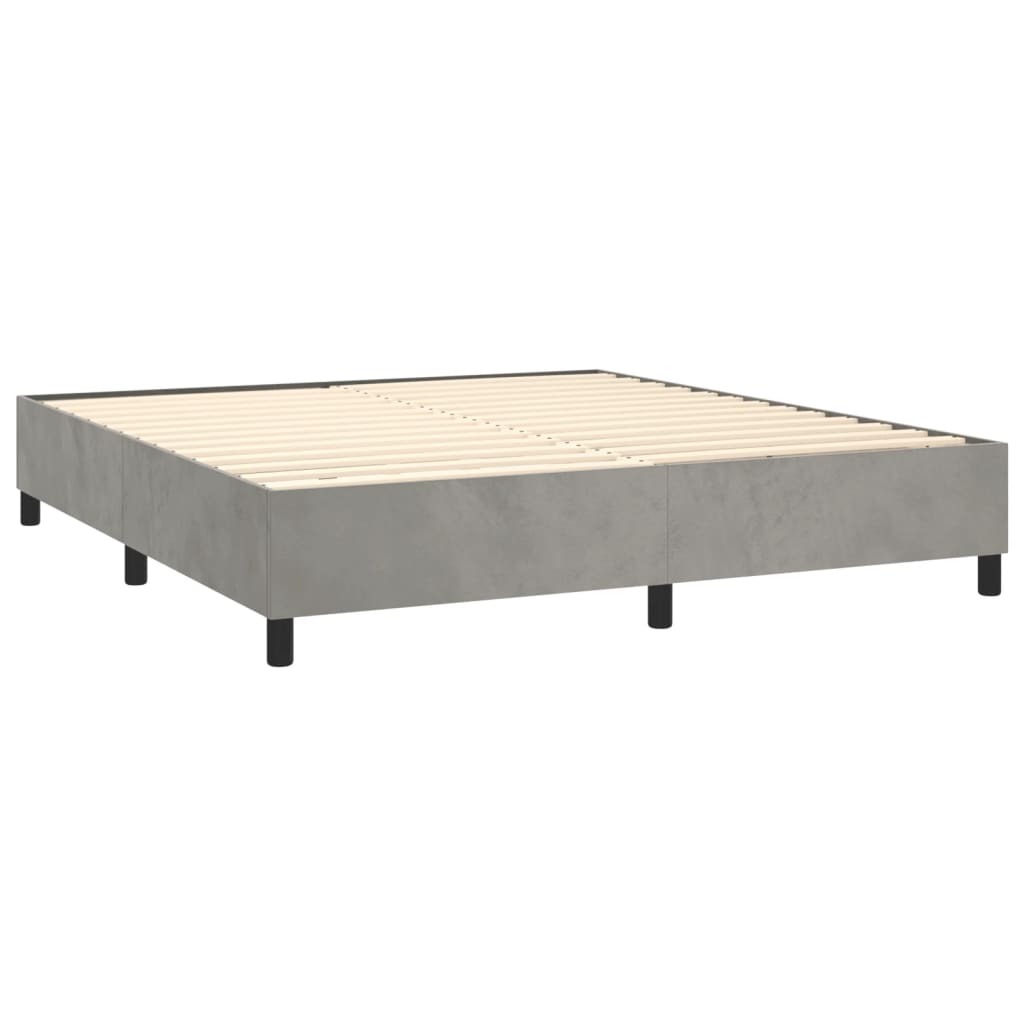 vidaXL Cama com molas/colchão 200x200 cm veludo cinzento-claro