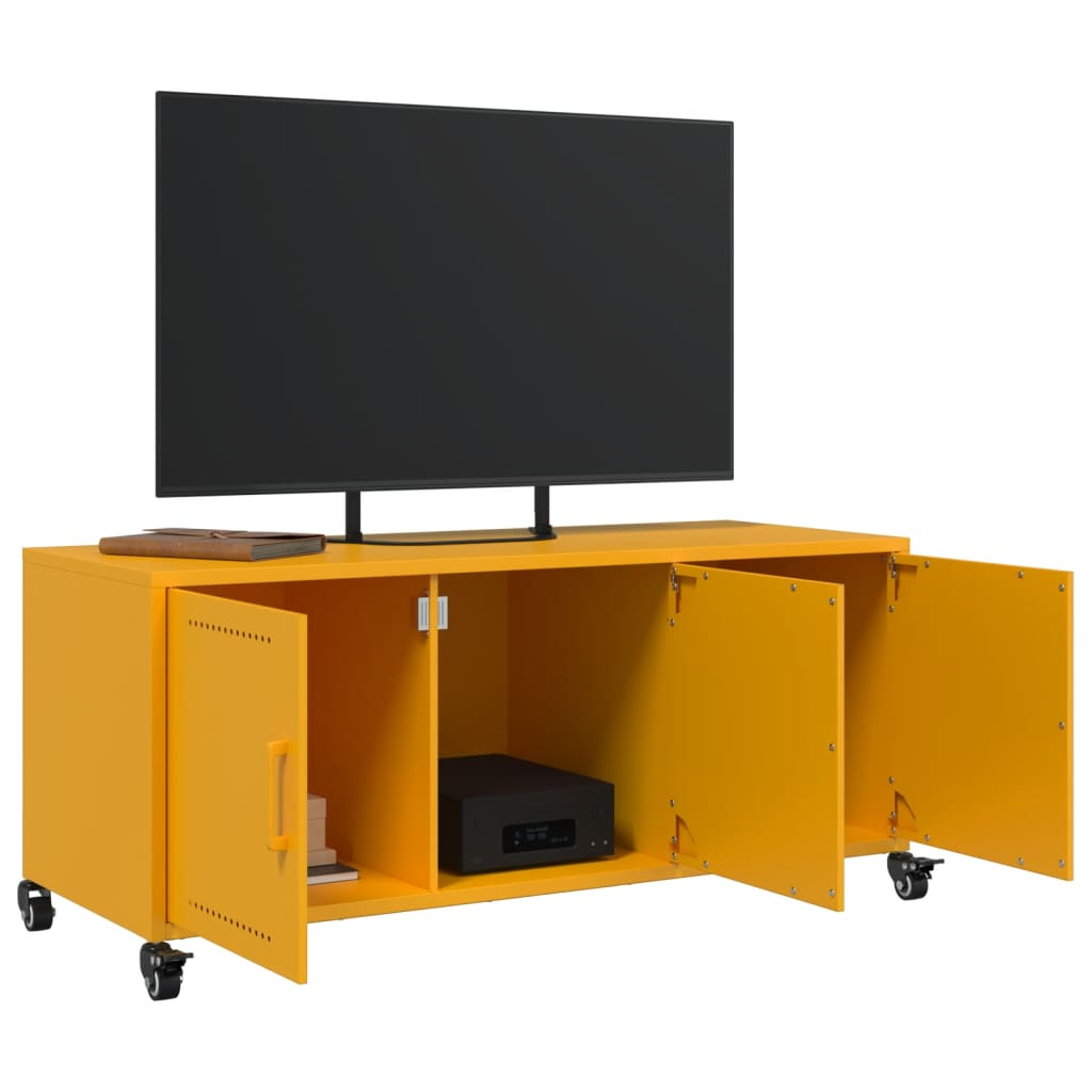 vidaXL Móvel de TV 100,5x39x43,5 cm aço amarelo mostarda