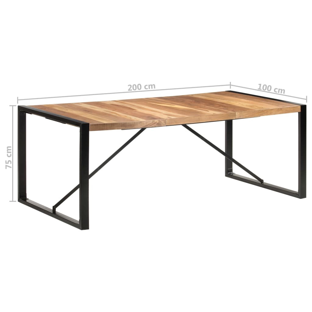 vidaXL Mesa de jantar 200x100x75 cm madeira maciça