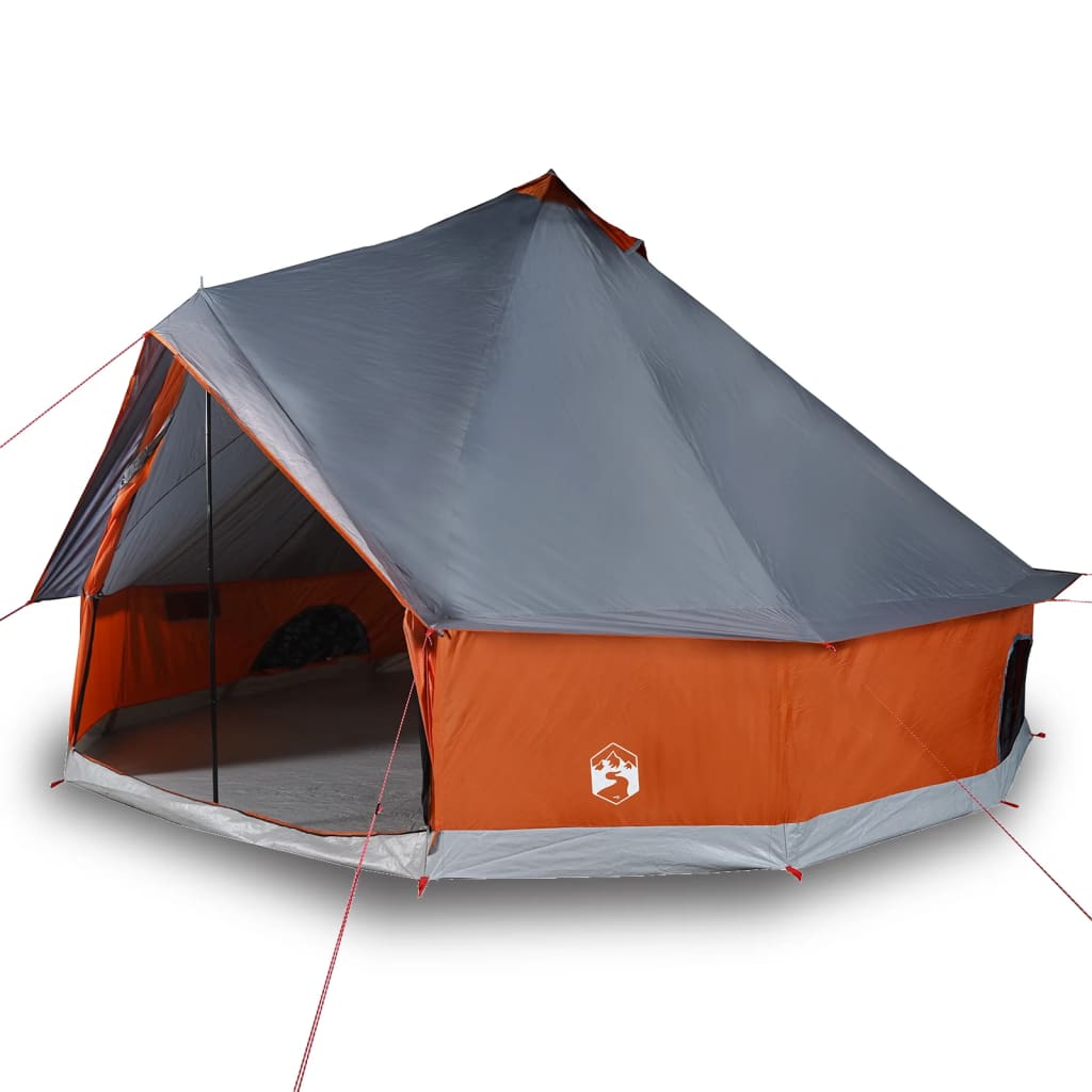 vidaXL Tenda familiar tipi para 6 pessoas impermeável cinza/laranja