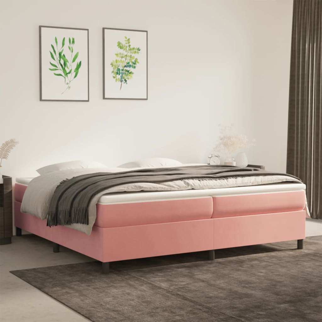 vidaXL Estrutura de cama 200x200 cm veludo rosa