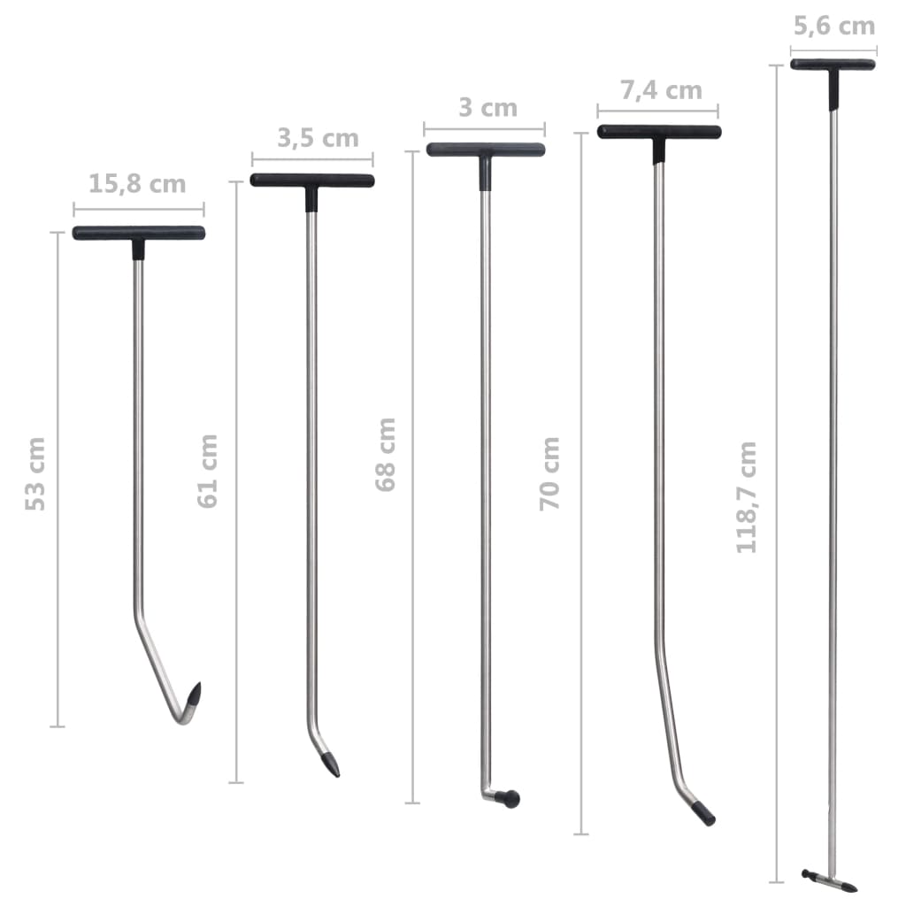 vidaXL Conjunto reparação de mossas s/ repintura 5 pcs aço inoxidável