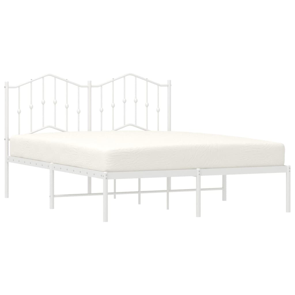 vidaXL Estrutura de cama com cabeceira 135x190 cm metal branco