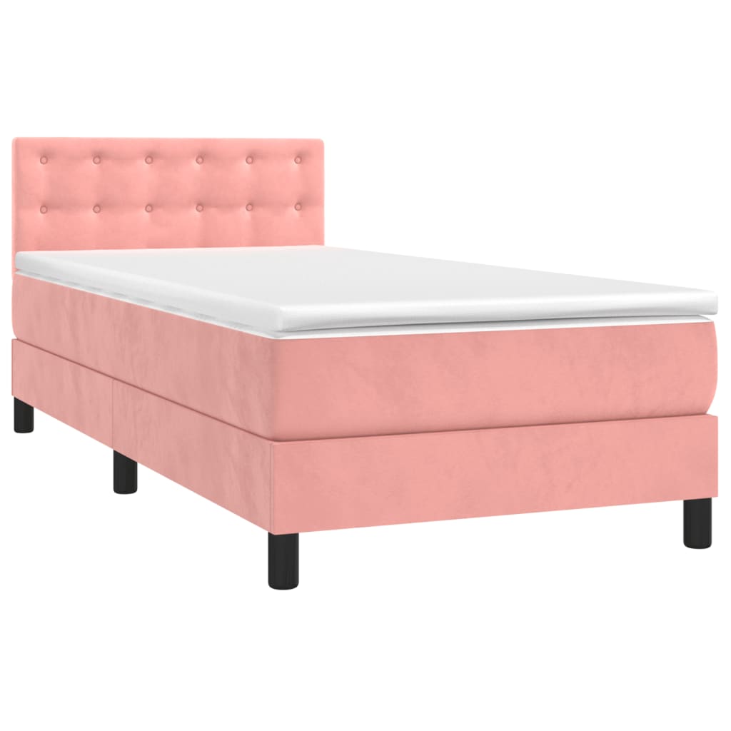 vidaXL Cama com molas/colchão 80x200 cm veludo rosa