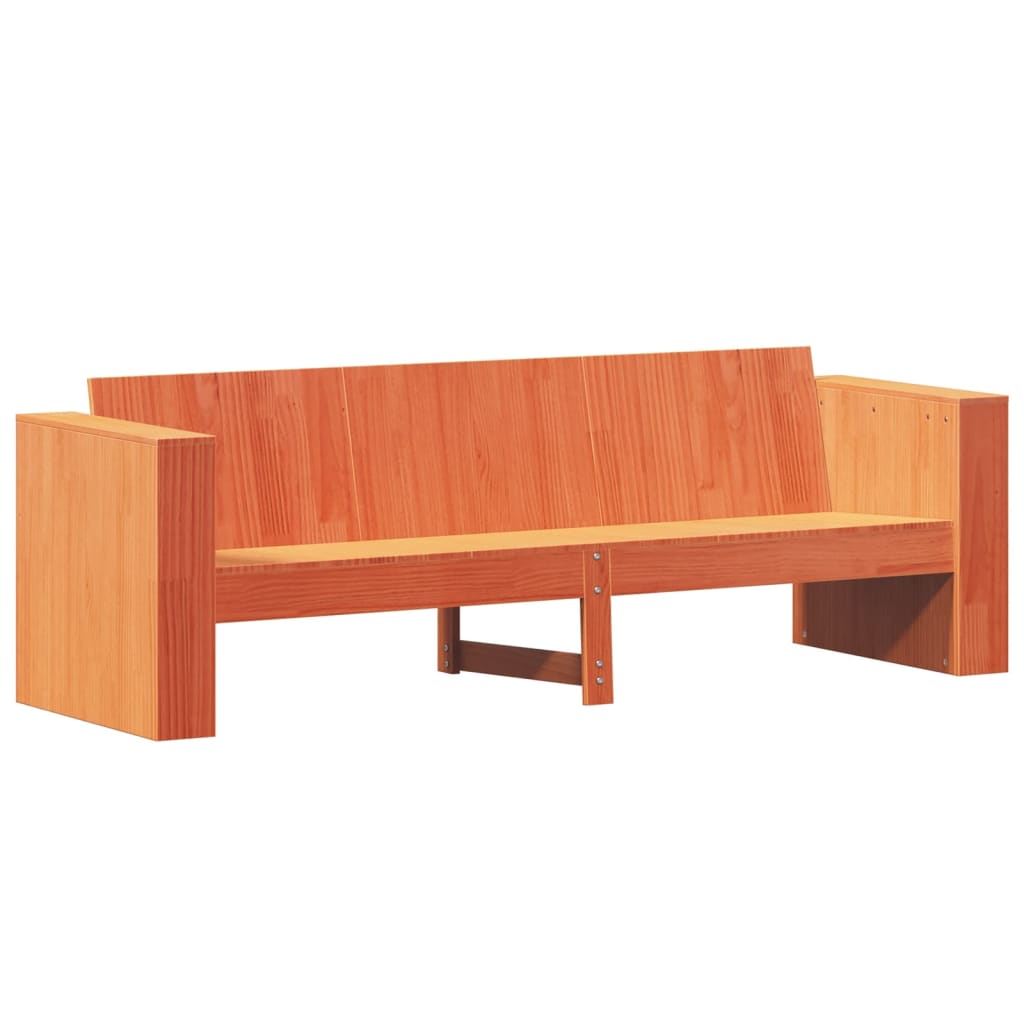 vidaXL Sofá 3 lugares p/ jardim 189x60x62 cm pinho maciço castanho-mel