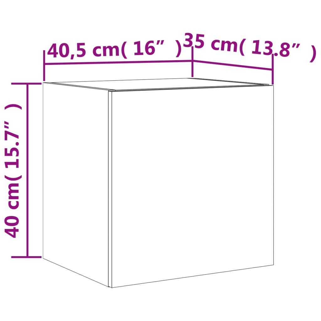 vidaXL Móvel de parede para TV com luzes LED 40,5x35x40 cm preto