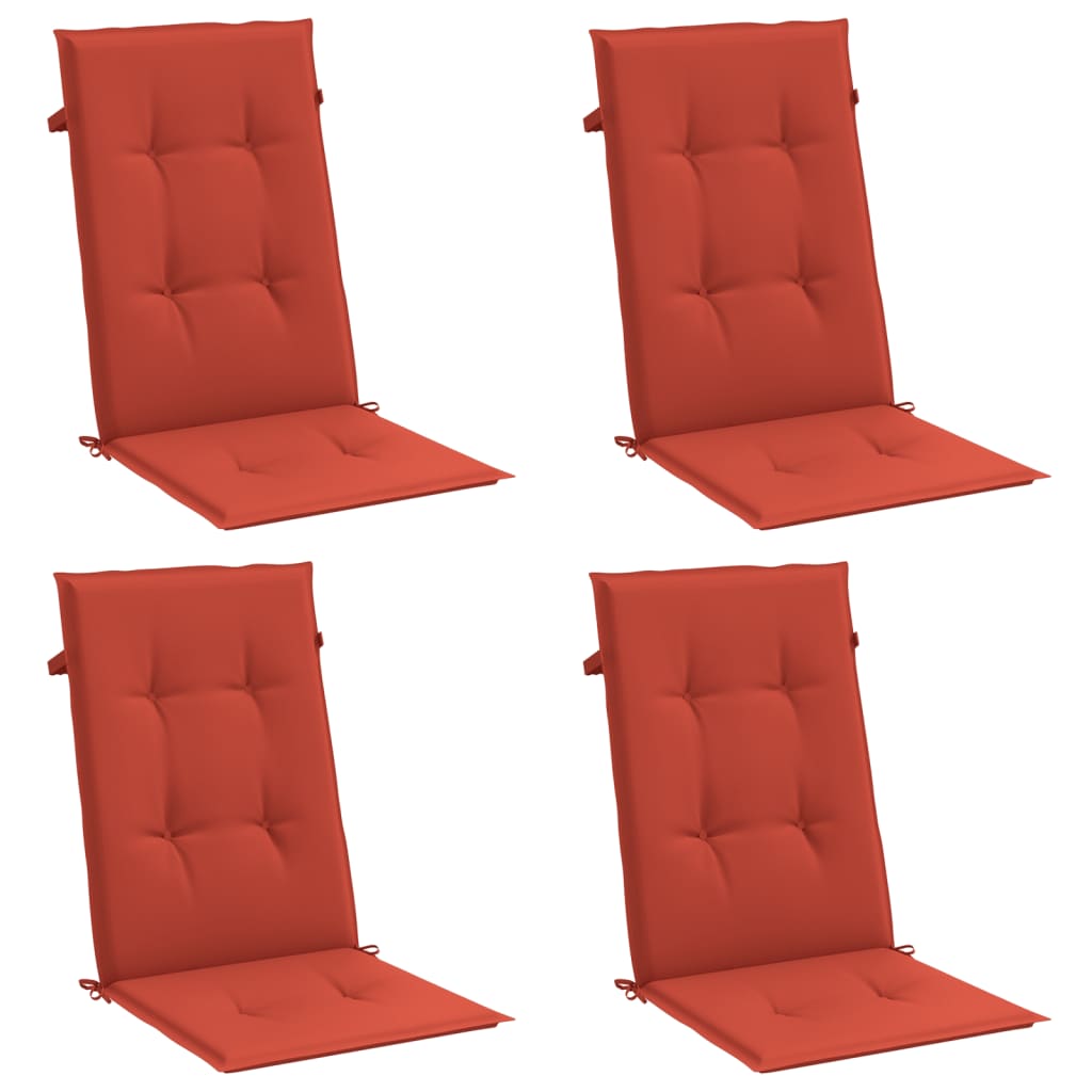 vidaXL Almofadões cadeiras altas 4 pcs mesclado tecido vermelho