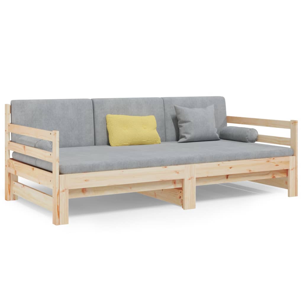 vidaXL Estrutura sofá-cama de puxar 2x(90x190) cm pinho maciço