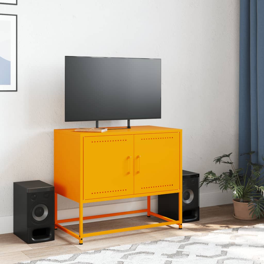 vidaXL Móvel de TV 68,5x39x60,5 cm aço amarelo mostarda