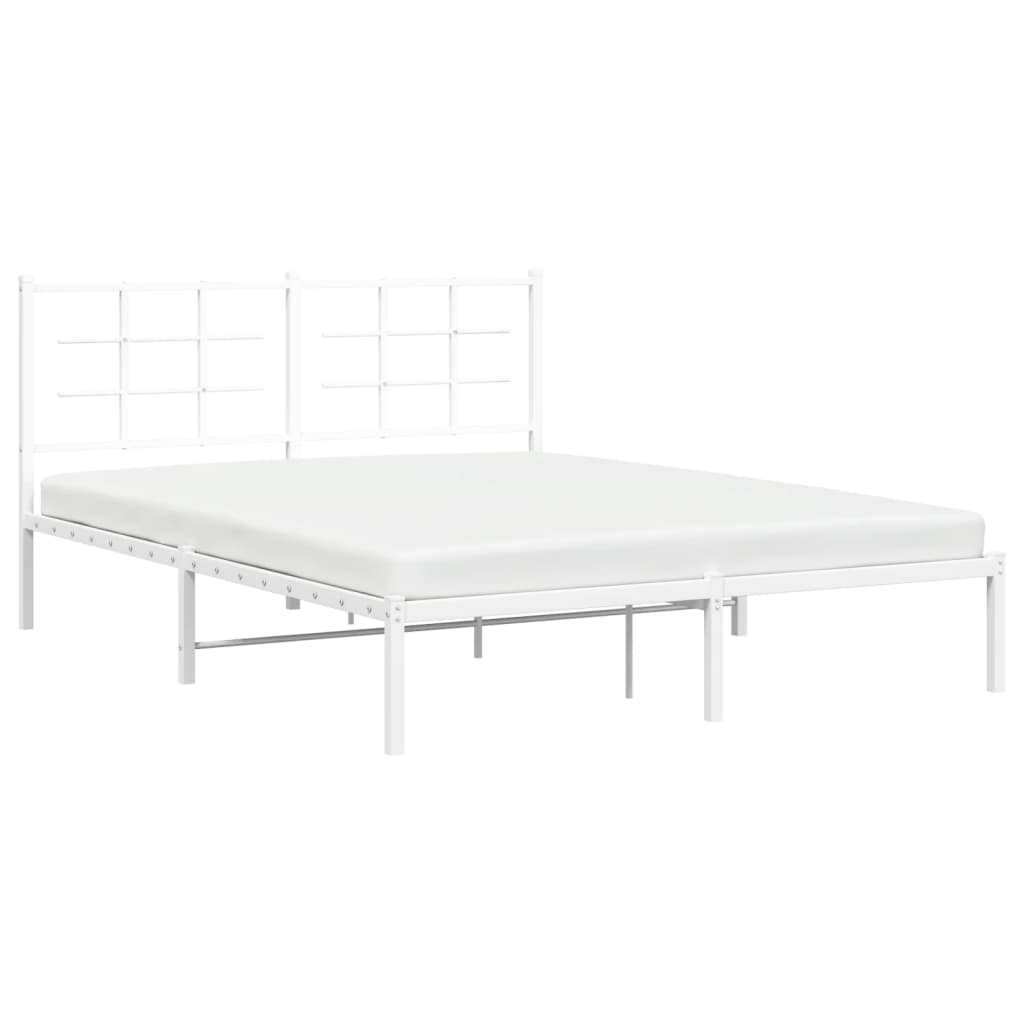 vidaXL Estrutura de cama com cabeceira 160x200 cm metal branco