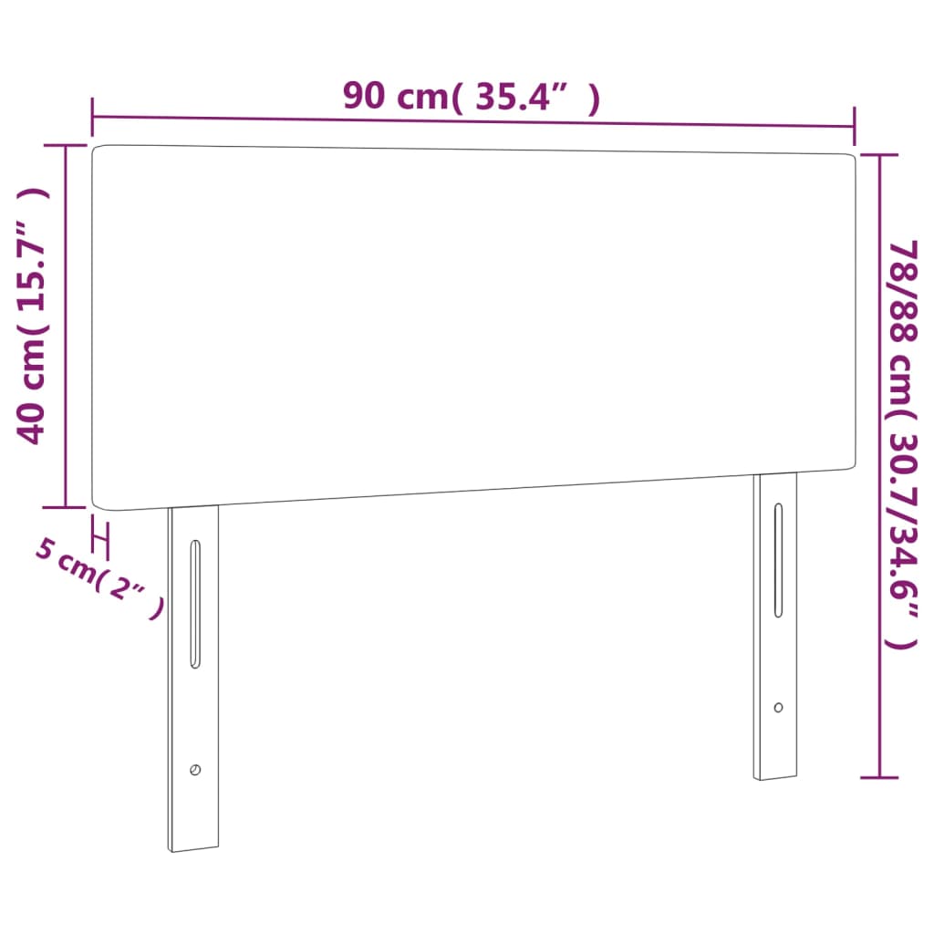 vidaXL Cabeceira de cama c/ LED couro artificial 90x5x78/88 cm branco