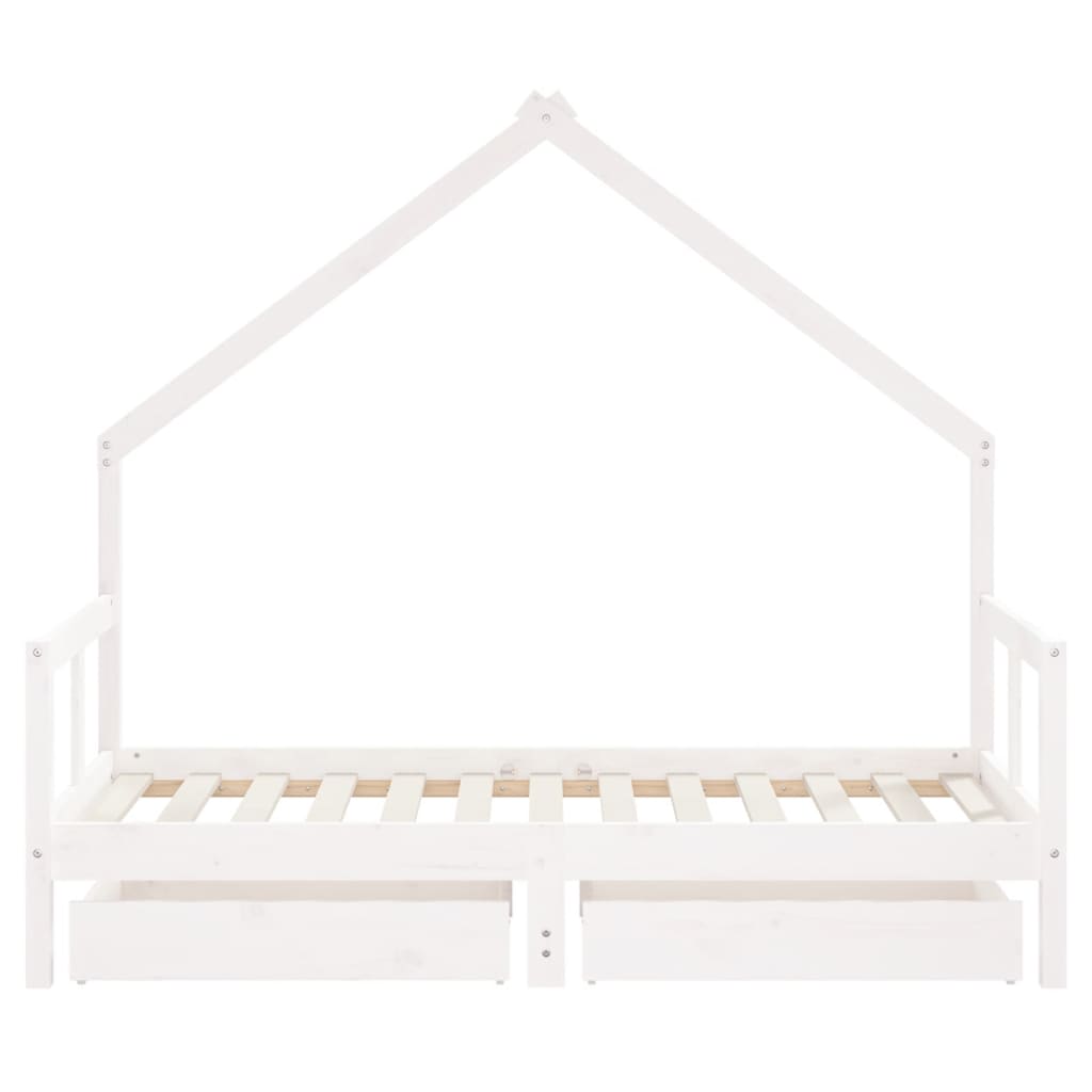 vidaXL Estrutura cama infantil c/ gavetas 80x160cm pinho maciço branco