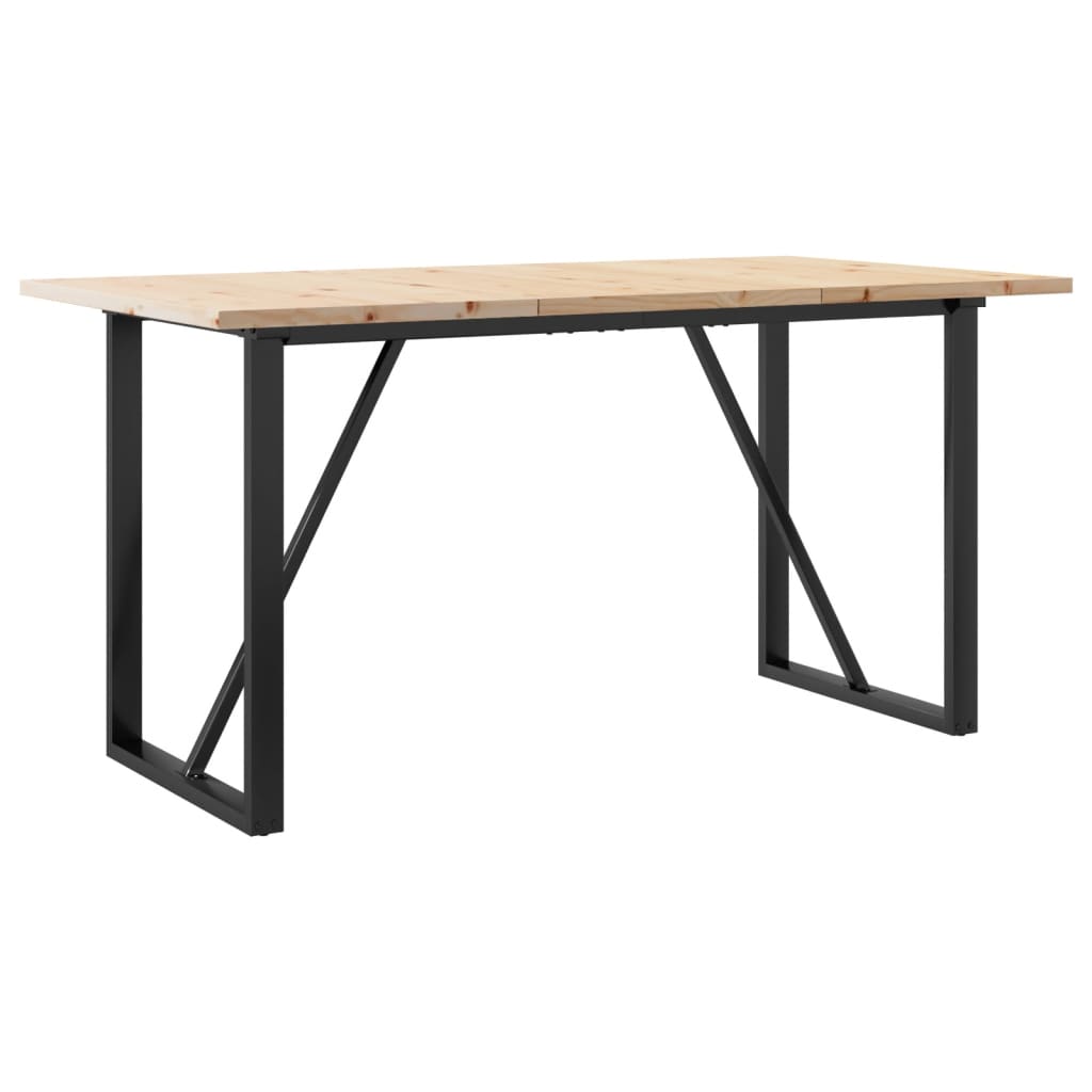 vidaXL Mesa de jantar estrutura em O 160x80x75,5cm pinho/ferro fundido