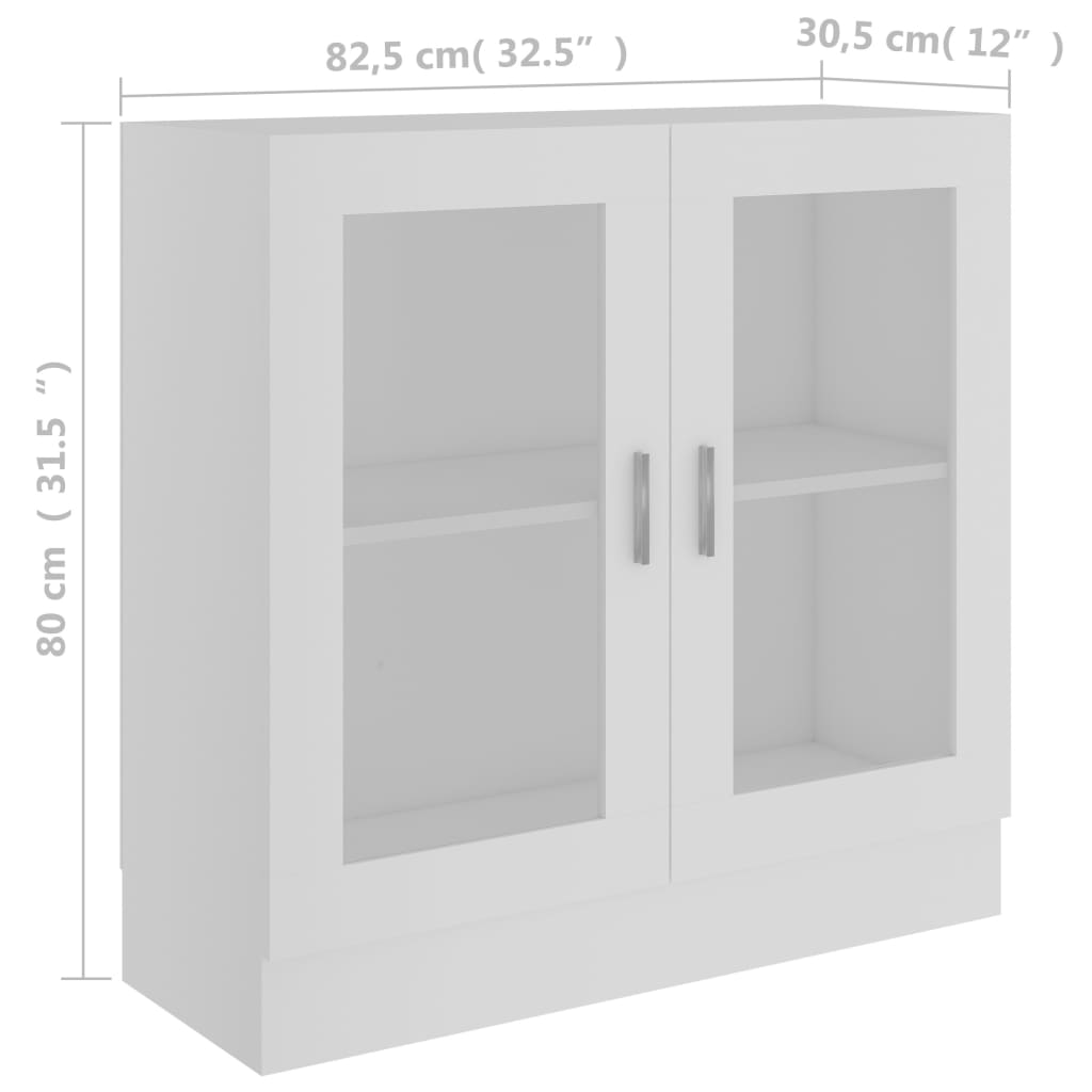 vidaXL Armário vitrine 82,5x30,5x80 cm derivados de madeira branco