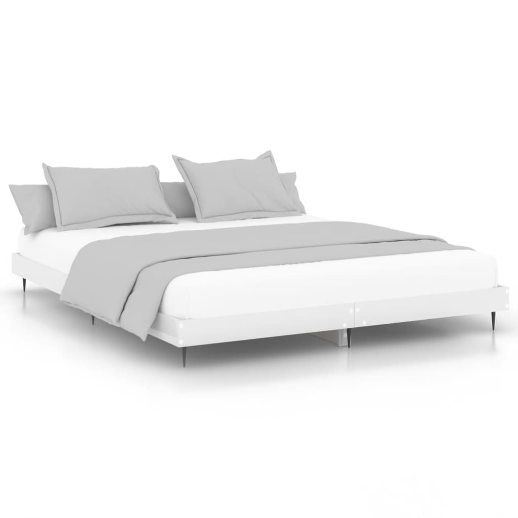 vidaXL Estrutura de cama 140x200 cm derivados madeira branco brilhante