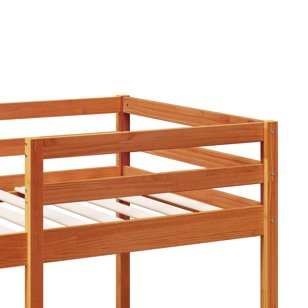 vidaXL Cama alta sem colchão 75x190 cm pinho maciço castanho-mel