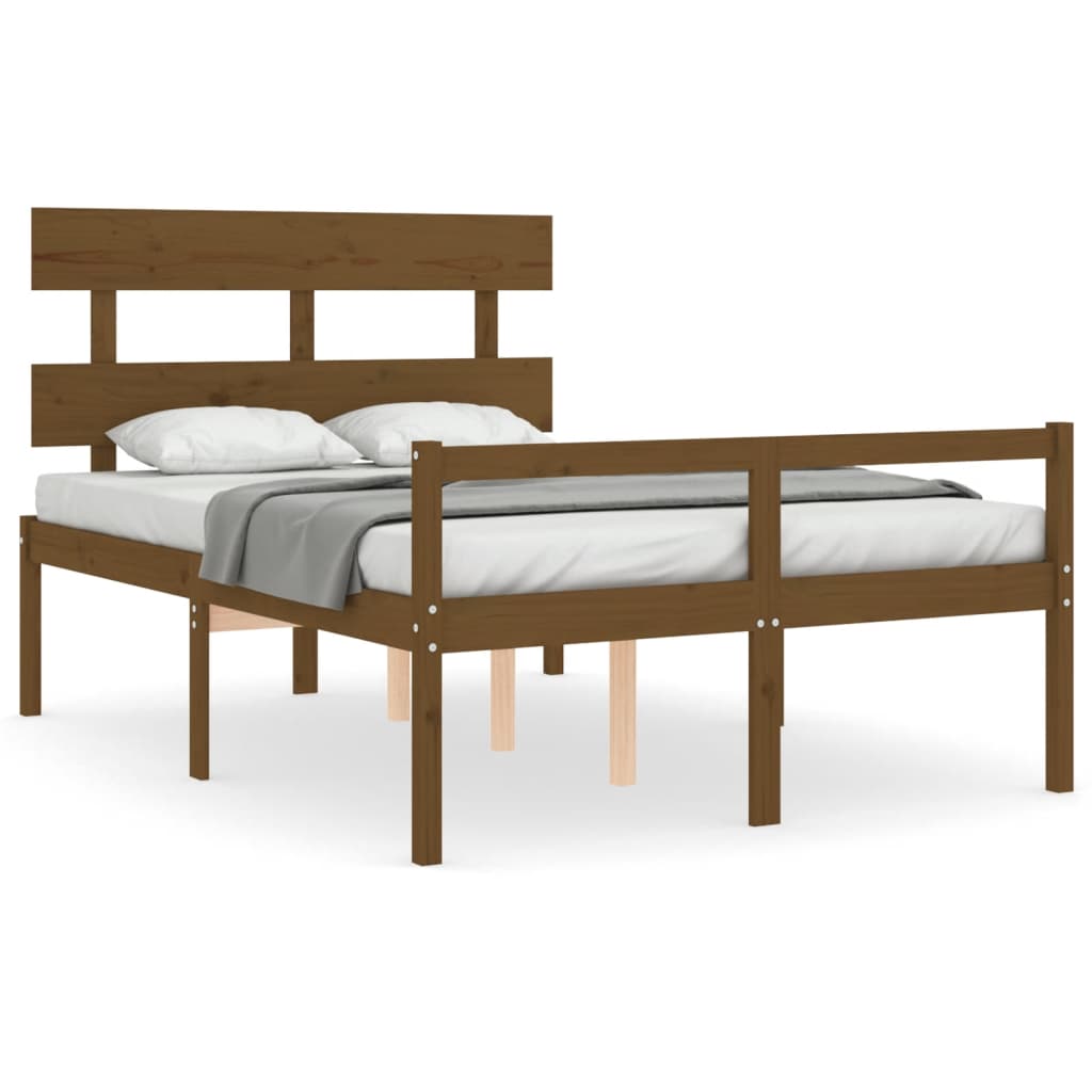 vidaXL Cama para idosos c/ cabeceira 140x200 cm madeira castanho-mel