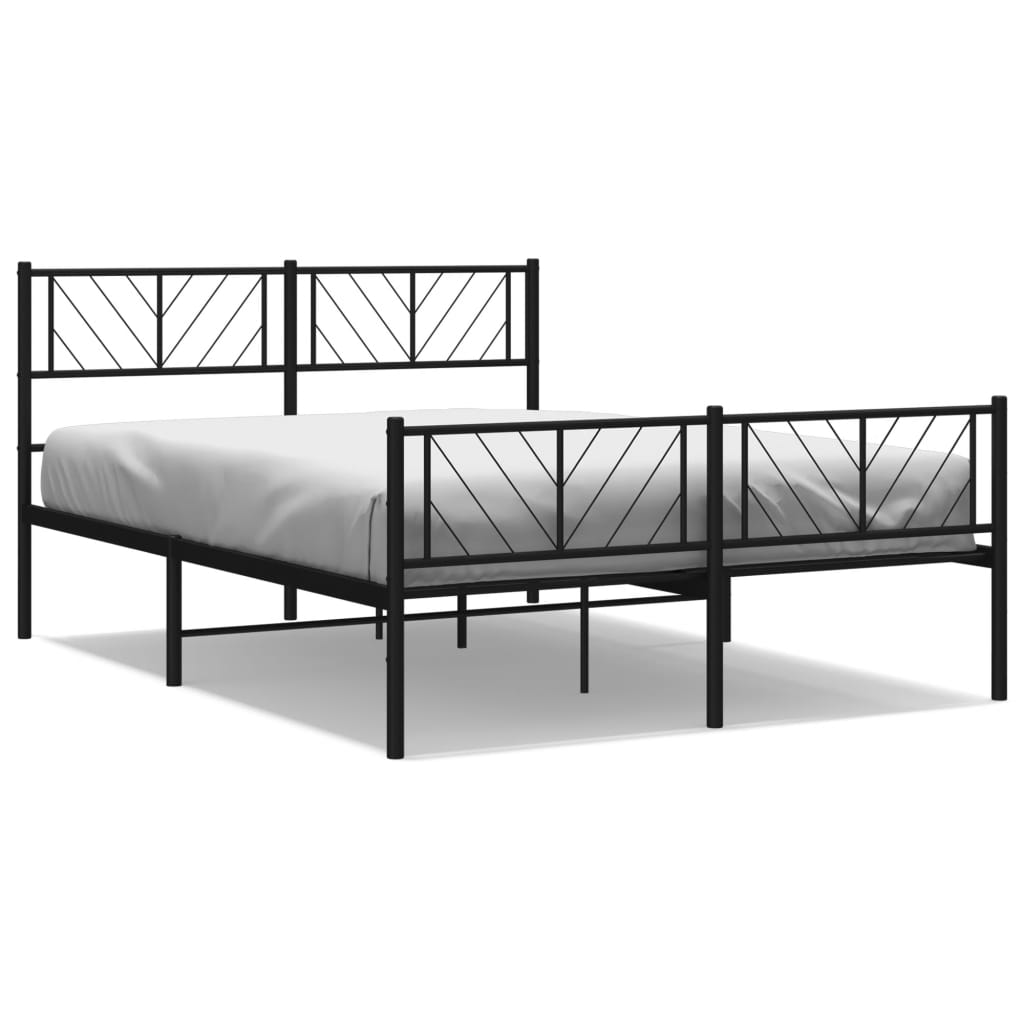 vidaXL Estrutura de cama com cabeceira e pés 135x190 cm metal preto