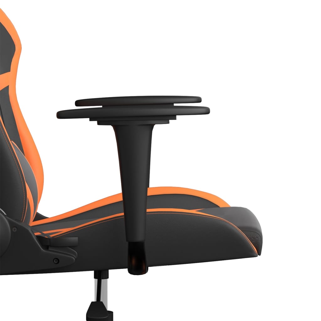 vidaXL Cadeira gaming couro artificial preto e laranja