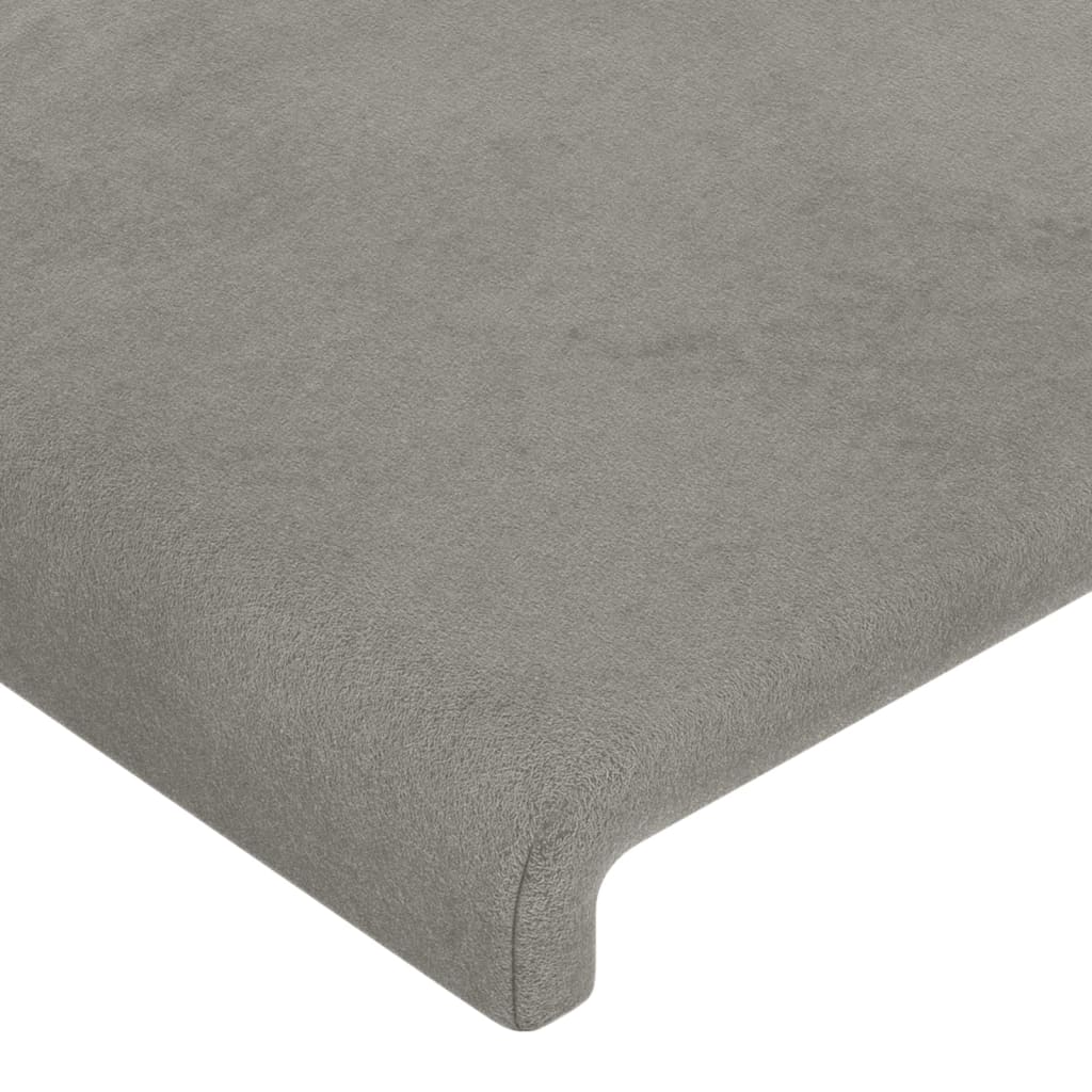 vidaXL Cabeceira de cama c/ abas veludo 93x23x118/128cm cinzento-claro