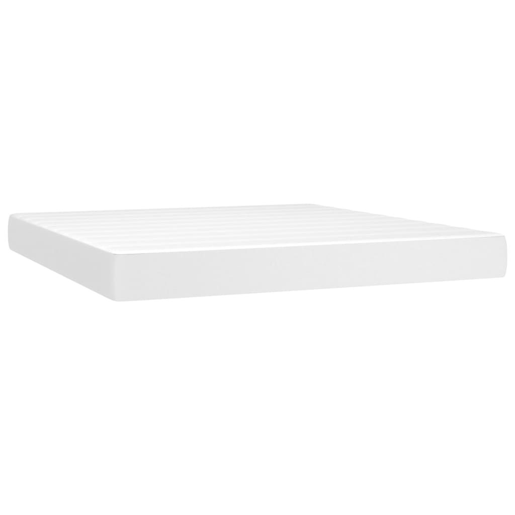 vidaXL Cama box spring c/colchão/LED 160x200cm couro artificial branco