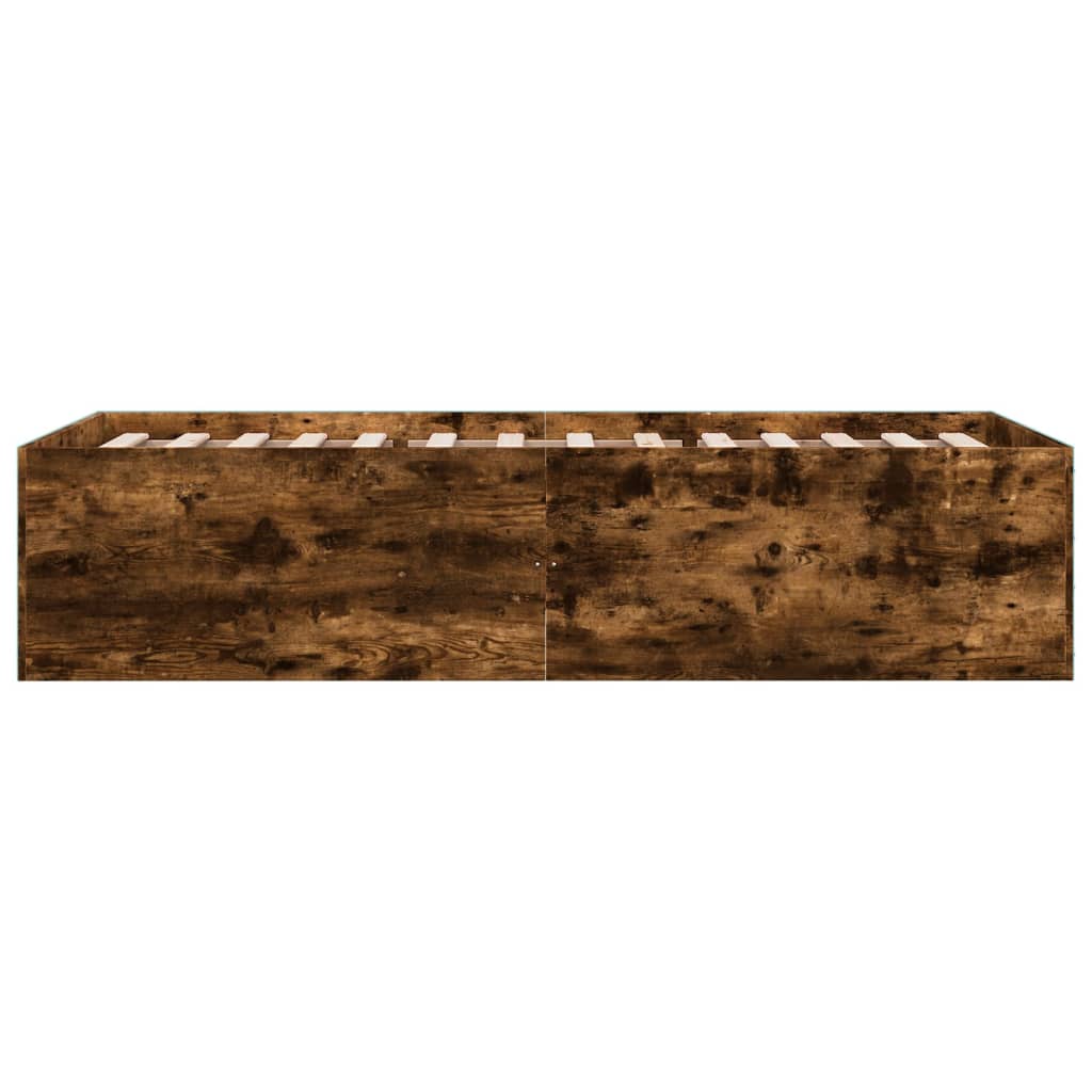 vidaXL Estrutura cama 100x200 cm derivados de madeira carvalho fumado