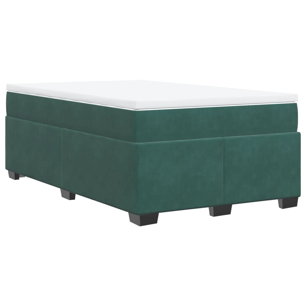 vidaXL Cama boxspring com colchão 120x190 cm veludo verde-escuro