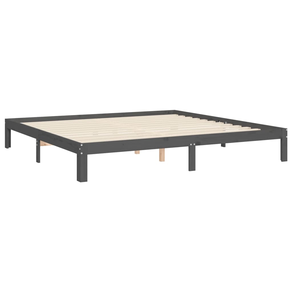 vidaXL Estrutura de cama com cabeceira 200x200 cm madeira maciça cinza