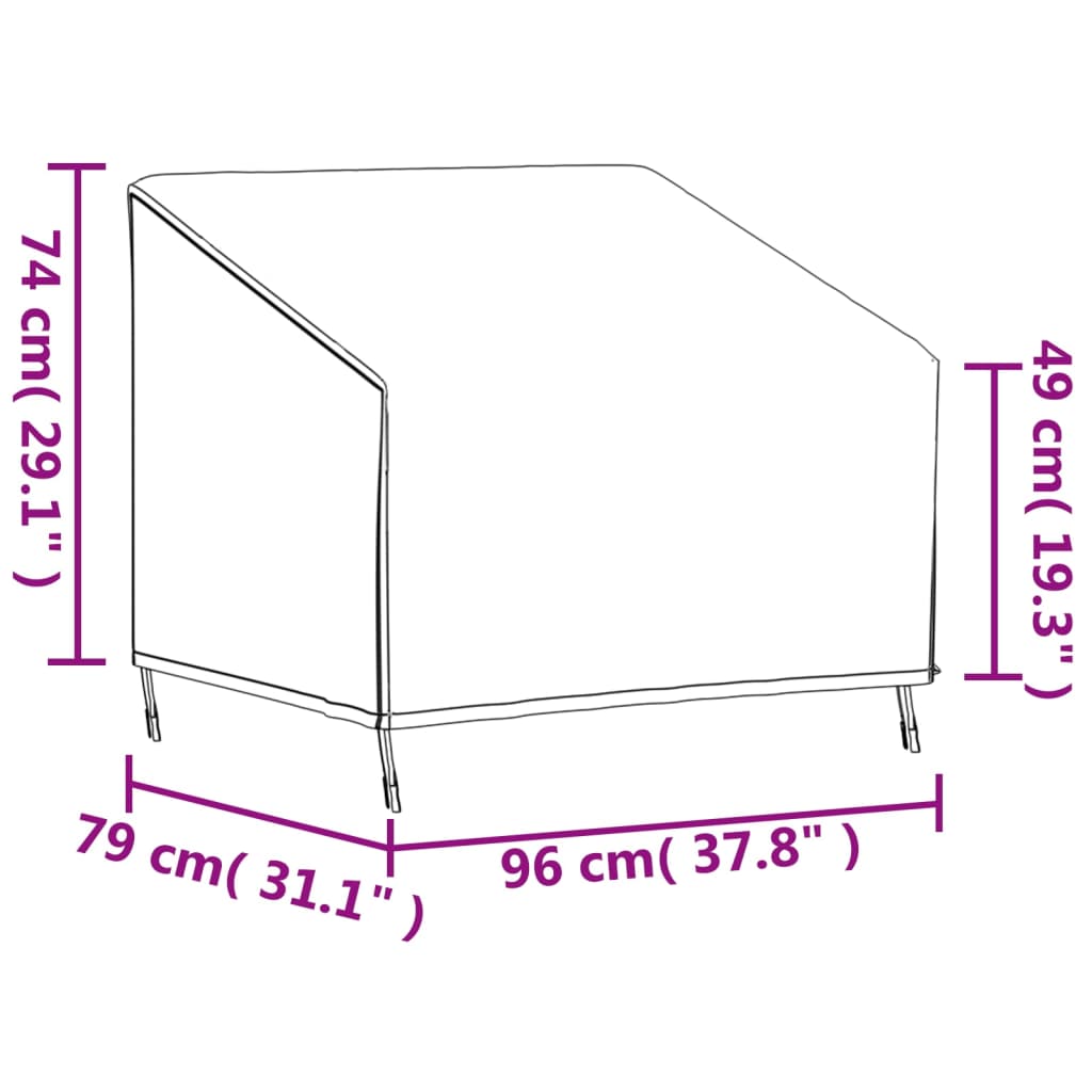 vidaXL Capa para cadeira de jardim 96x79x49/74 cm 420D oxford preto