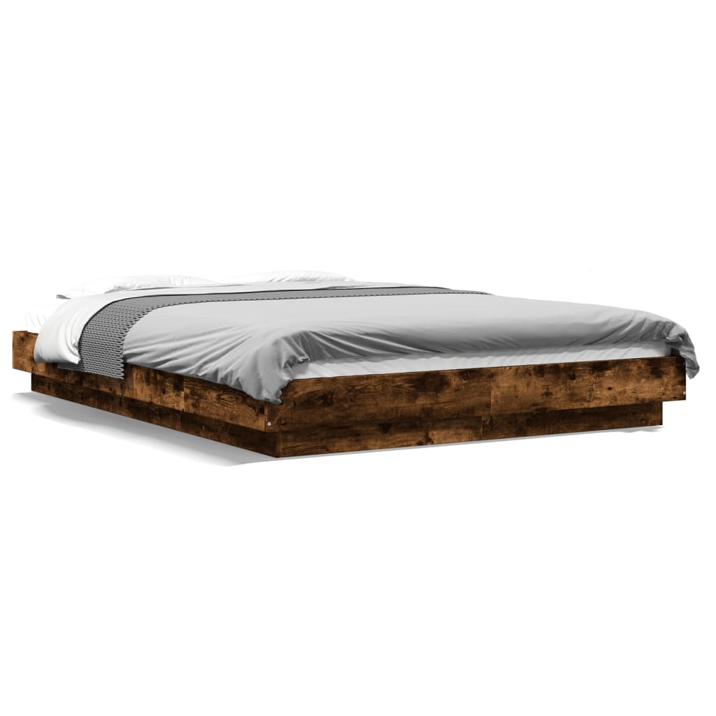 vidaXL Estrutura de cama 135x190 cm derivados madeira carvalho fumado