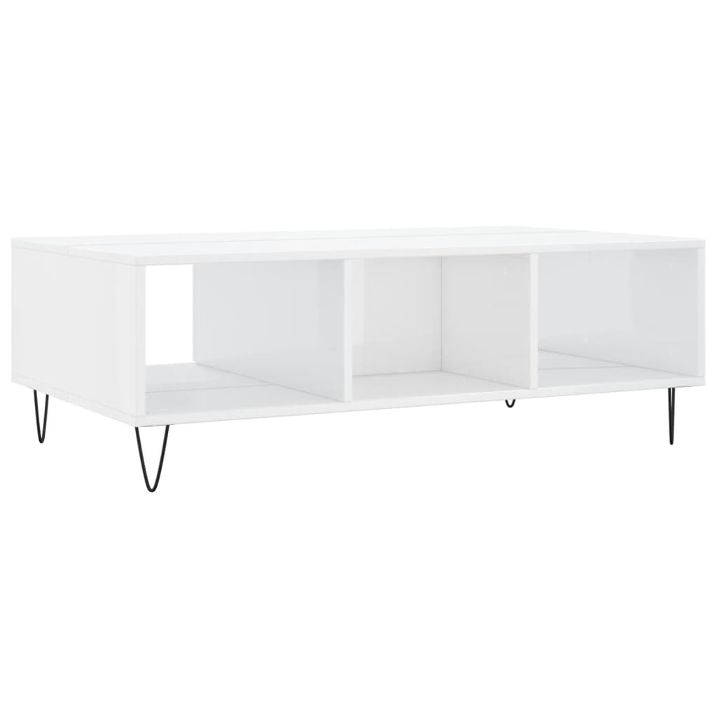 vidaXL Mesa de centro 104x60x35 cm derivados madeira branco brilhante