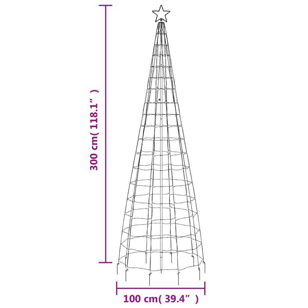 vidaXL Árvore de Natal luminosa c/ estacas 570 LED 300cm branco quente