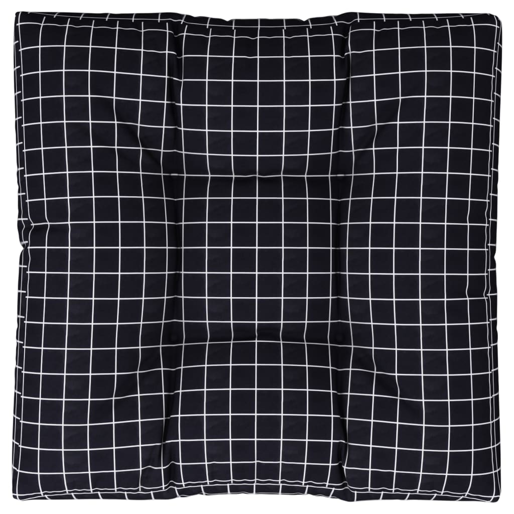 vidaXL Almofadão para sofá de paletes 80x80x12 cm tecido xadrez preto