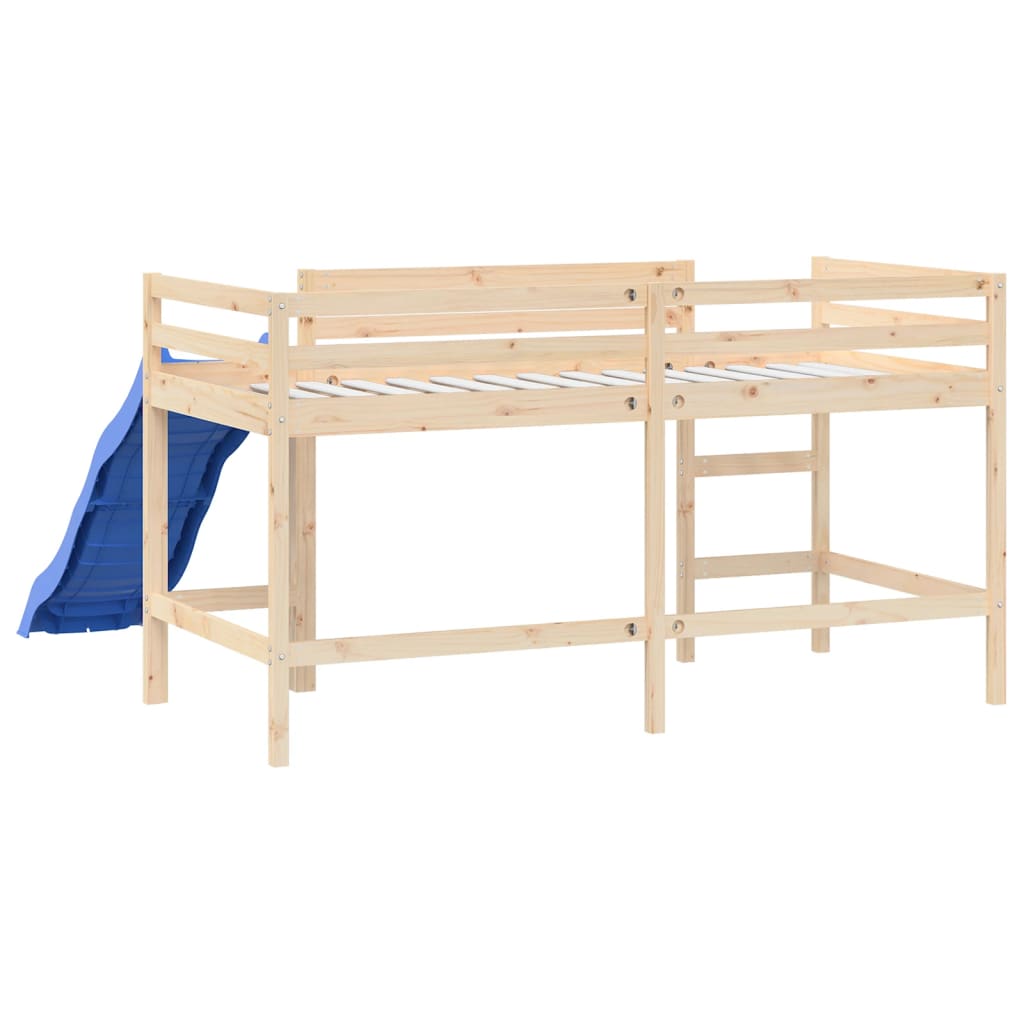 vidaXL Cama alta para criança com escorrega 90x190 cm pinho maciço