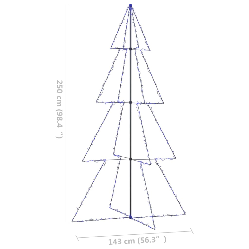 vidaXL Árvore de Natal em cone 360 LEDs 143x250 cm interior e exterior