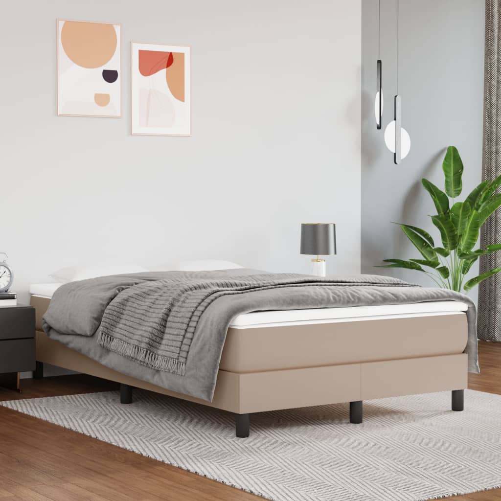 vidaXL Estrutura de cama 120x200 cm couro artificial cappuccino