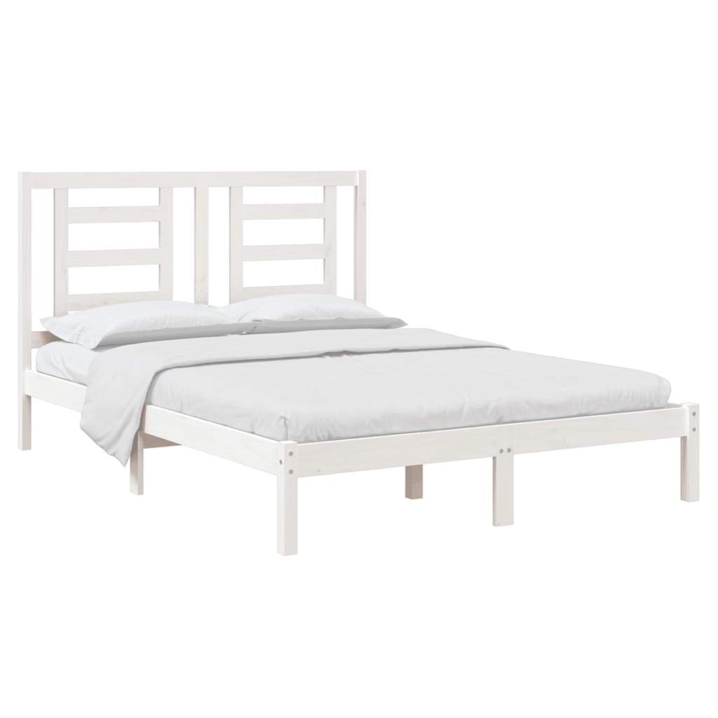 vidaXL Estrutura de cama king 150x200 cm pinho maciço branco