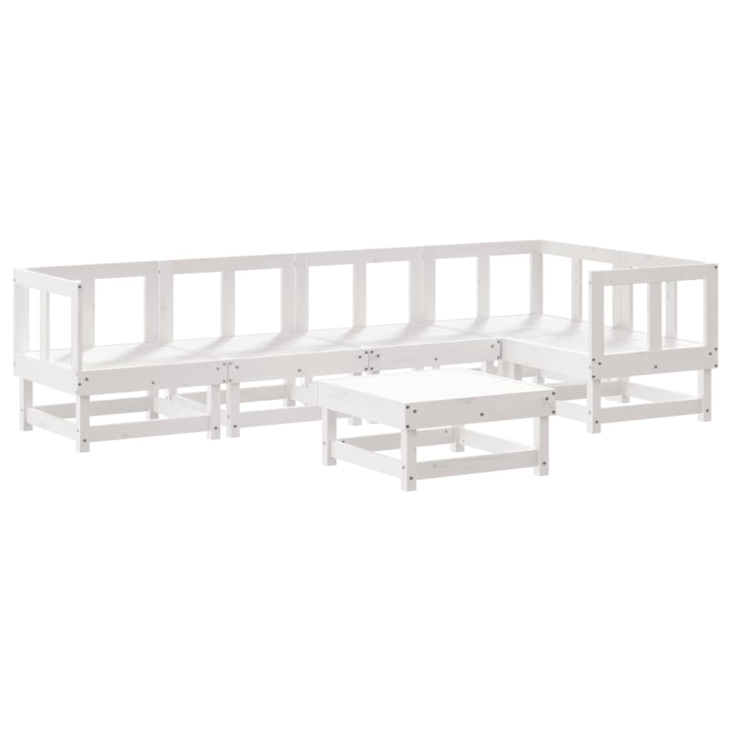 vidaXL 6pcs conjunto lounge jardim c/ almofadões madeira maciça branco