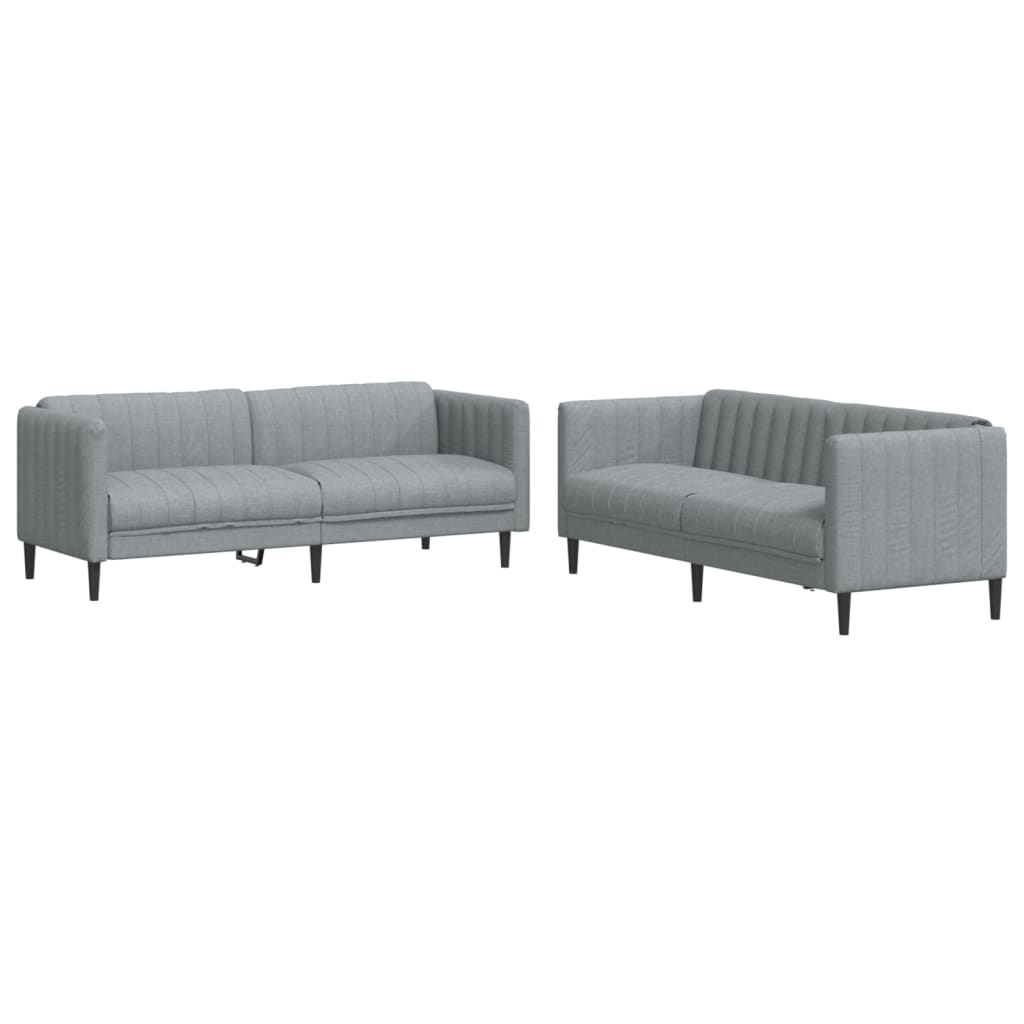 vidaXL 2 pcs conjunto de sofás tecido cinzento-claro
