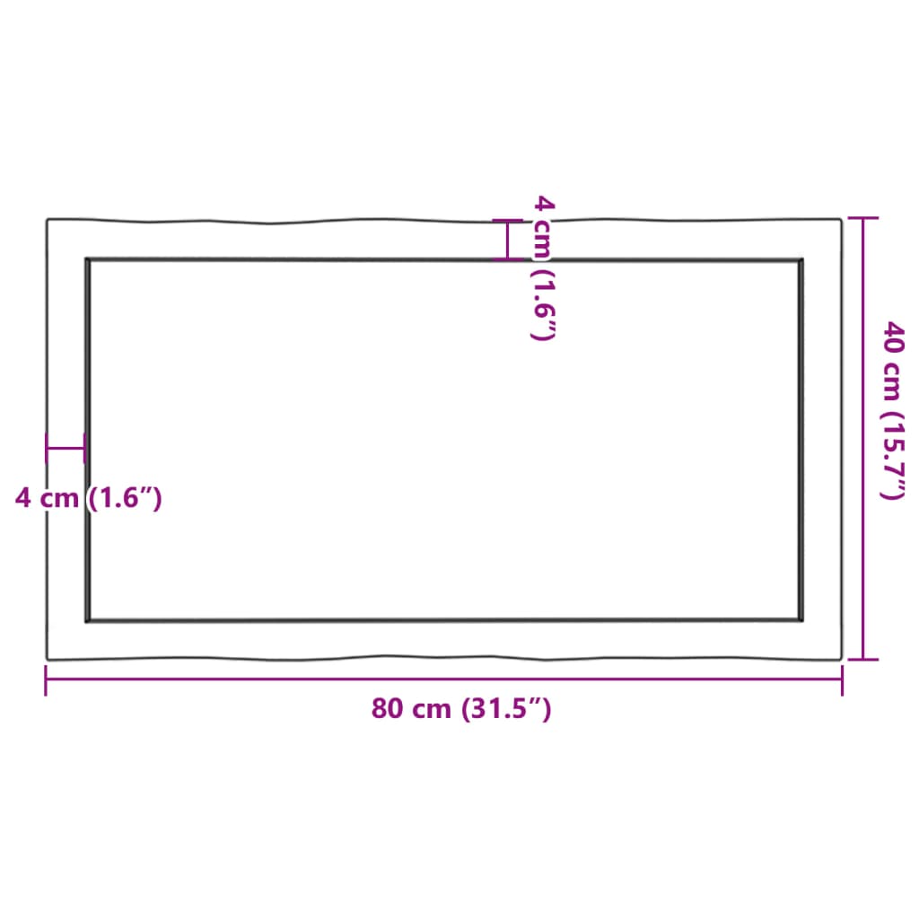 vidaXL Tampo de mesa com bordas vivas carvalho tratado castanho-claro