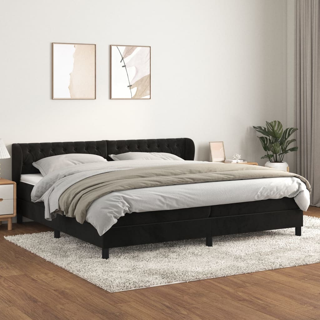 vidaXL Cama com molas/colchão 200x200 cm veludo preto