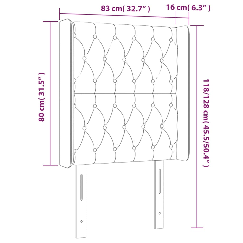 vidaXL Cabeceira cama c/ LED tecido 83x16x118/128 cm cinza-acastanhado