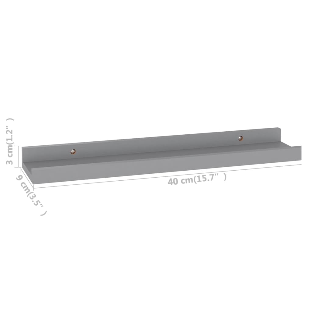 vidaXL Prateleiras de parede 4 pcs 40x9x3 cm cinzento