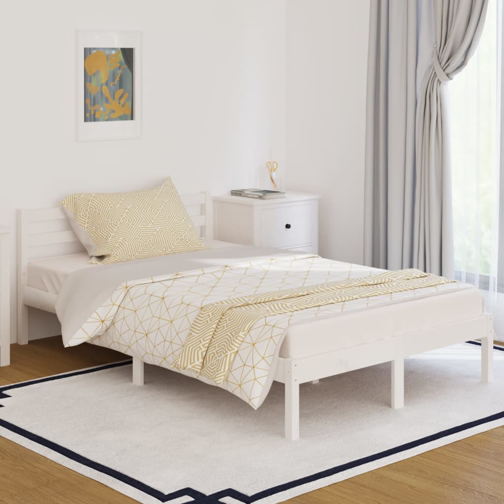 vidaXL Estrutura de cama 120x200 cm pinho maciço branco