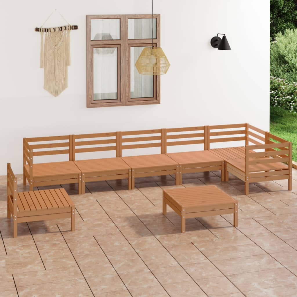 vidaXL 8 pcs conjunto lounge de jardim pinho maciço castanho mel