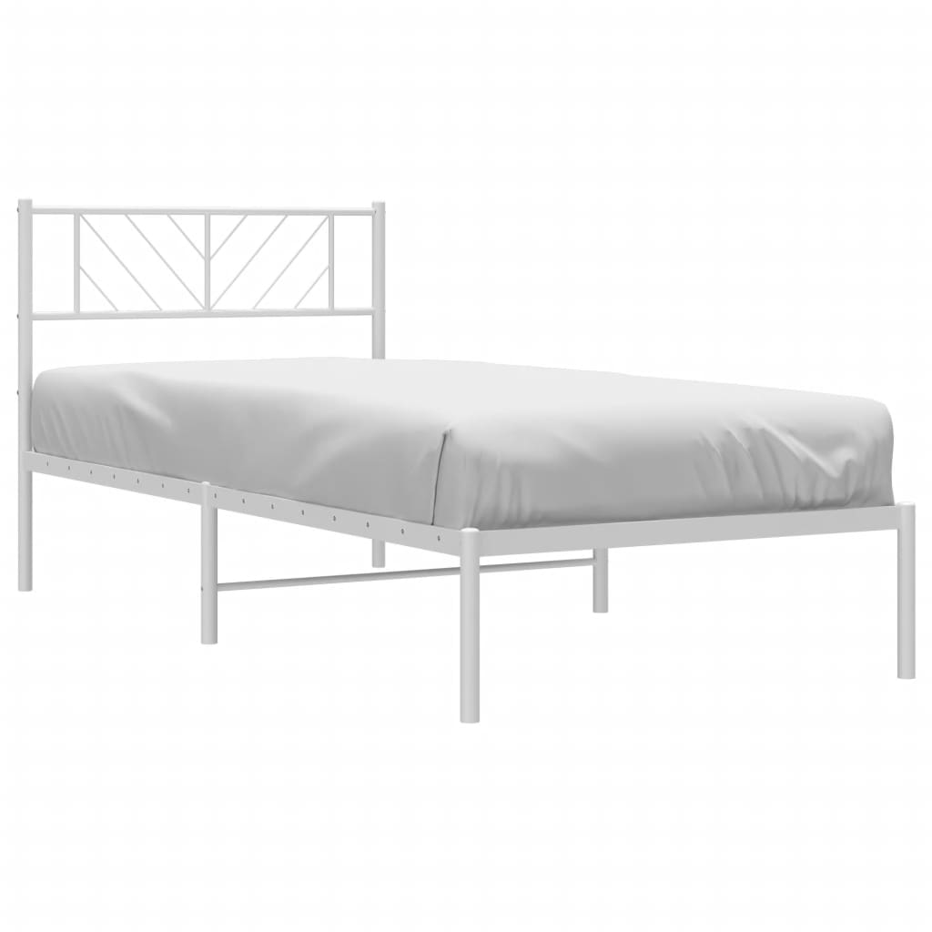 vidaXL Estrutura de cama em metal com cabeceira 107x203 cm branco