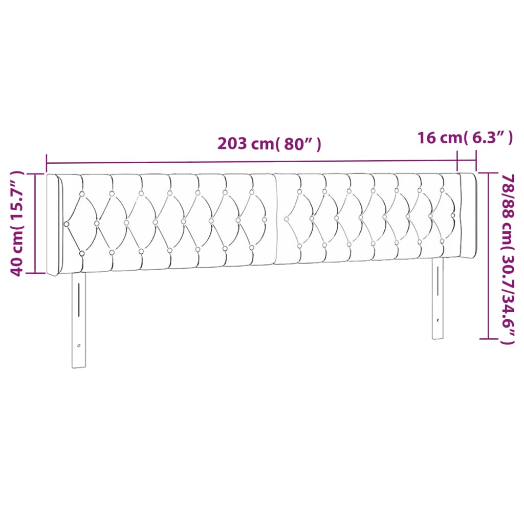 vidaXL Cabeceira de cama c/ abas veludo 203x16x78/88cm cinzento-escuro