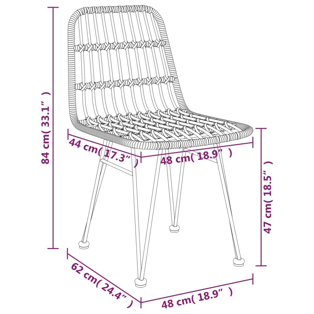 vidaXL 7 pcs conjunto de jantar para jardim vime PE